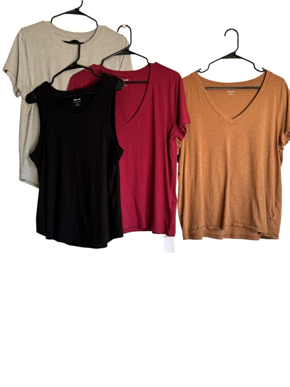 MADEWELL Lot 4 Piece Bundle Tops Tee Shirt V-Neck Crew & Tank Top Cotton Large